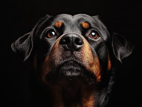 Rottweiler dog isolated on black background photo