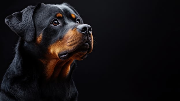 Rottweiler dog isolated on black background photo