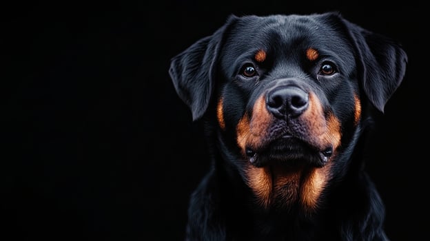 Rottweiler dog isolated on black background photo