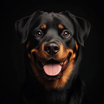 Rottweiler dog isolated on black background photo