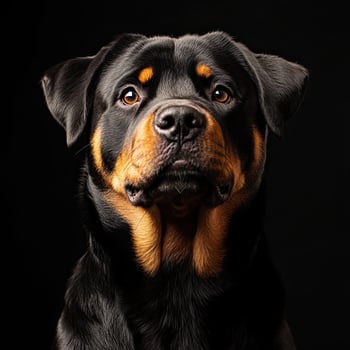 Rottweiler dog isolated on black background photo