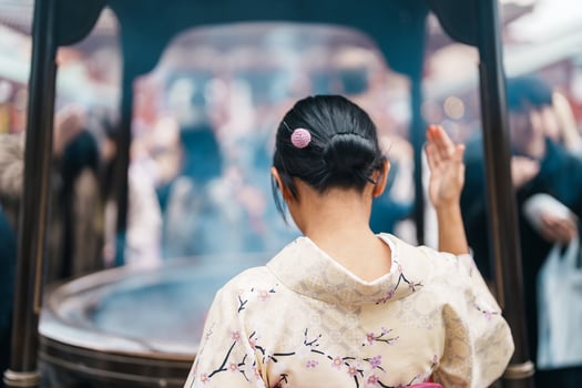 Tourists visit Sensoji Temple or Asakusa Kannon Temple is a Buddhist temple located in Asakusa. Landmark and popular for tourist attraction and Travel destination in Tokyo, Japan and Asia concept photo