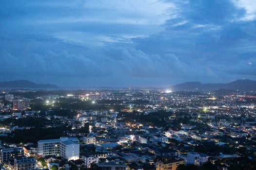 City night time of landscape at Khao Rang Viewpoint of Phuket city, Phuket, Thailand photo
