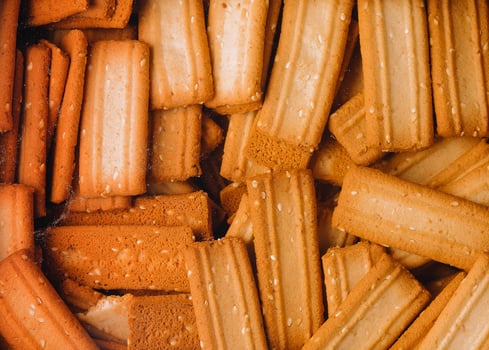 Box of breadsticks close up background photo