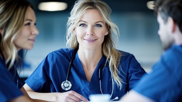 Woman, nurse and smile healthcare, medical or consultation and assistance. photo