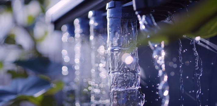 A closeup shot of the filter portion of a solarpowered water filtration system showcasing the clean purified water photo