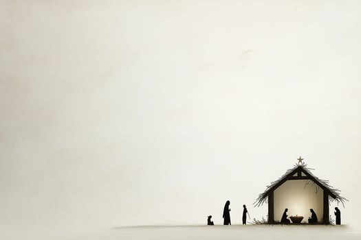 Nativity scene silhouette with copy space celebrating christmas photo