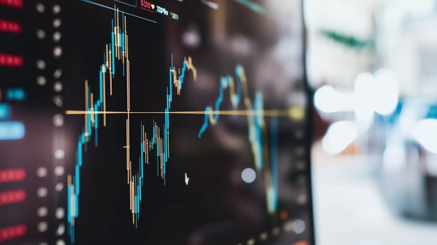 Stock market chart is displaying price fluctuations over time, suggesting the dynamic nature of financial markets photo