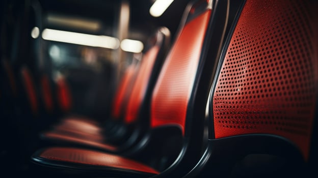 Macro shot of the hightech adjustable seats inside a modern public transport bus photo