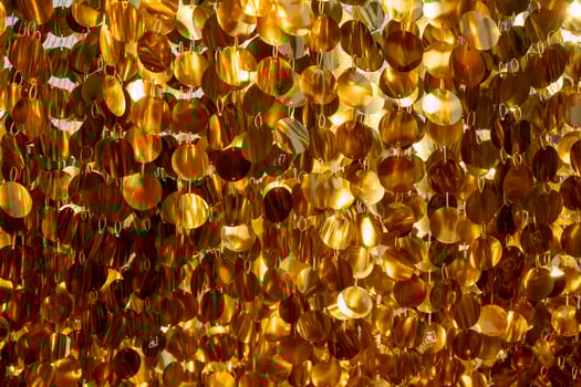bright yellow round blades reflecting light photo