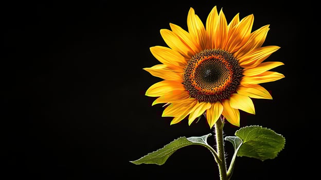 Sunflower isolated on black background photo