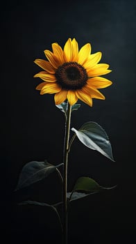 Sunflower isolated on black background photo