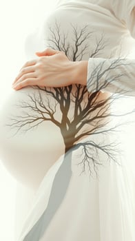 Pregnant Woman with Tree Silhouette photo