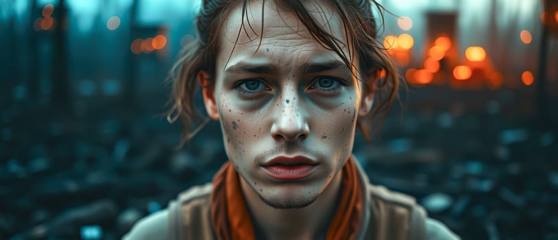 Portrait of a young man with a determined expression photo