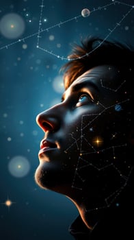 Man Looking Up at the Stars photo
