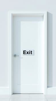 White Door with Exit Sign photo