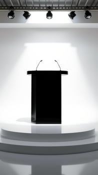 Empty Stage with Podium and Spotlights photo