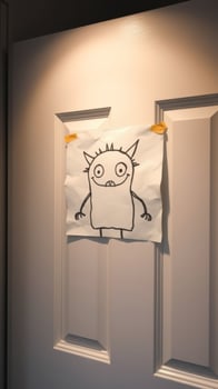 Monster Drawing on Door photo