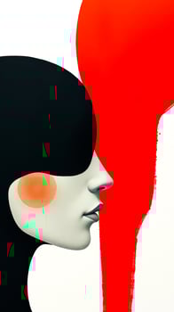 Abstract Portrait of a Woman with Red and Black Colors photo