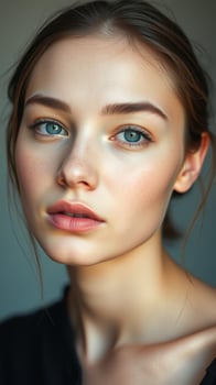 Closeup Portrait of a Woman with Blue Eyes photo