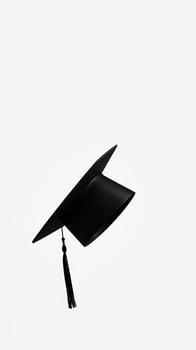Black Graduation Cap with Tassel on White Background photo