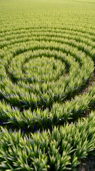 Green grass field with circular pattern photo