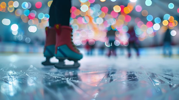 Soft blurs of skaters in a chilly indoor wonderlan photo