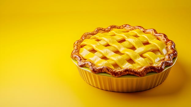 Mouthwatering 3D Pie with Golden Crust on Soft Neutral Background photo