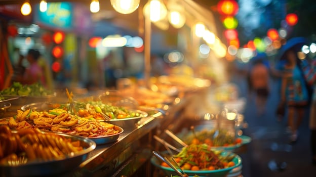 Vibrant colors and tantalizing aromas blur together in a street food paradise photo