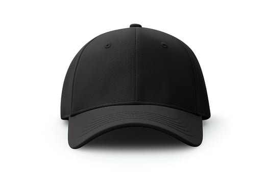Classic baseball cap, solid black, front view, isolated on a white background, highresolution suitable for fashion catalogs. photo