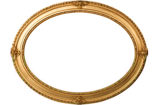 Enhance the provided image of an empty gilded frame to make it look more realistic photo