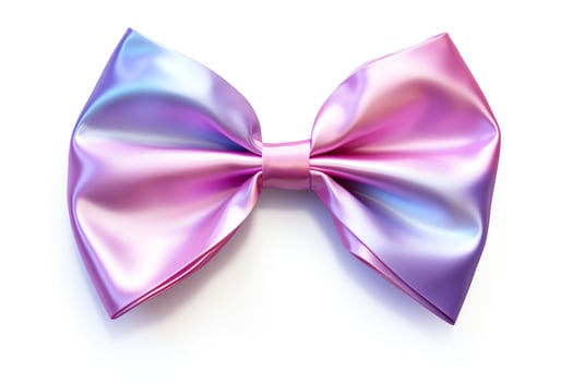 Create a 3D rendering of a large, shiny, pink bow. The bow should be made of a high-quality, reflective material. The image should be well-lit and have a high resolution. photo