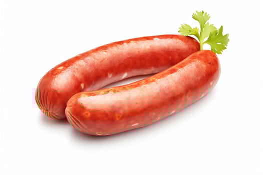 Two plump and juicy sausages, expertly crafted with a blend of premium cuts and seasoned to perfection photo