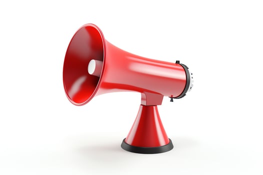 A red megaphone on a white background photo