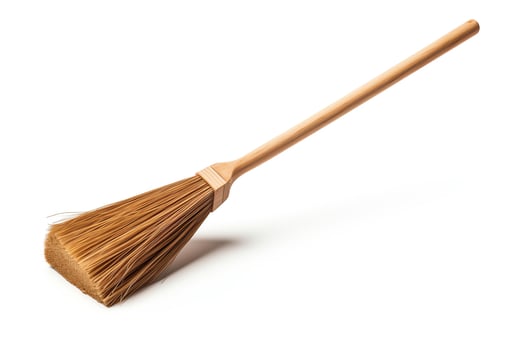 Single broom depicted in highresolution, DiCut style, isolated on a white background, with no watermarks, logos, letters, or shadows photo