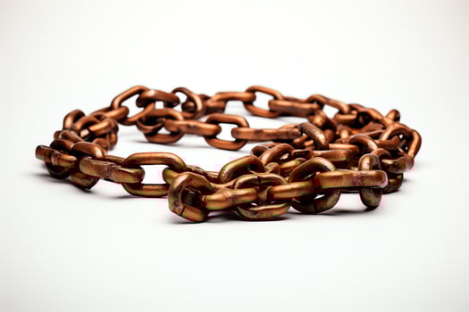 Chain captured as a single object in DiCut style, showcased against a white background, with all watermarks, logos, letters, and shadows removed for clarity photo