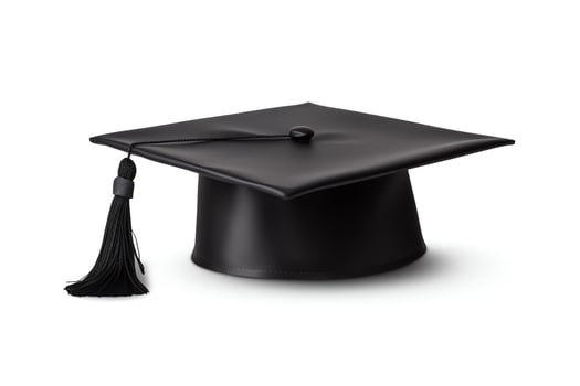 A black graduation cap isolated on a white background. photo