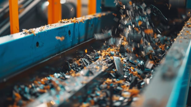 A machine uses advanced technology to separate the different types of materials present in a solar panel increasing efficiency in the recycling process photo