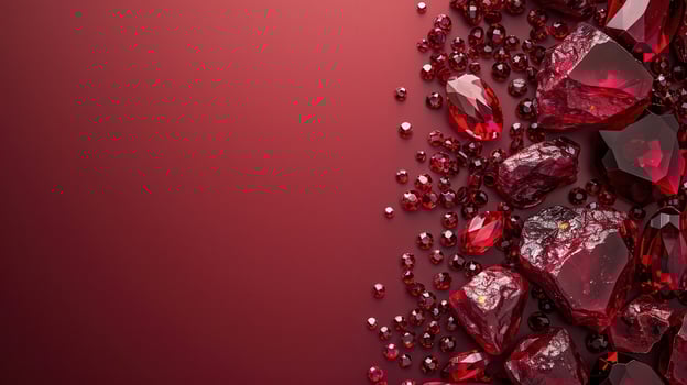 A Symphony of Crimson Rubies Scattered on a Deep Red Canvas photo