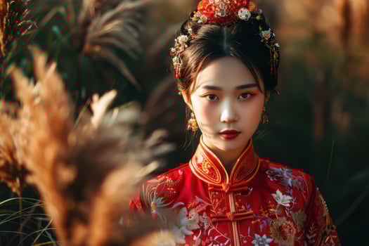 A beautiful woman in an oriental outfit photo
