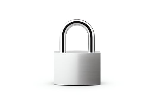A silver padlock isolated on a white background. photo