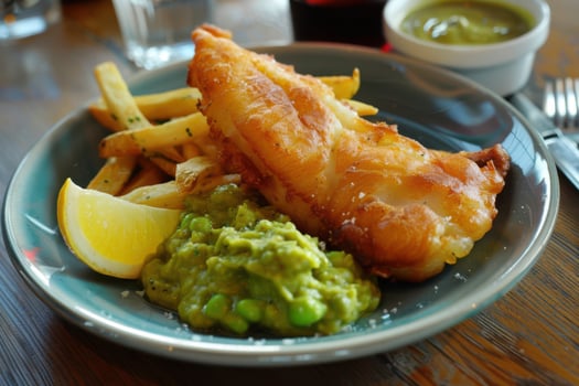 A plate of food on a table photo
