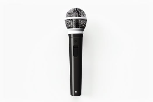 A black professional microphone isolated on a white background photo