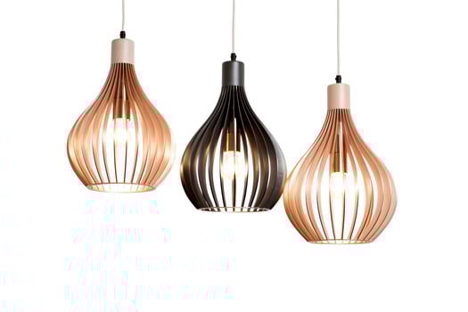 Design a series of 3D printed lampshades that are inspired by nature. The lampshades should be made from sustainable materials and should be available in a variety of colors. photo