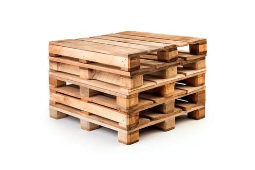 A wooden pallet is a flat structure used to support and transport goods photo