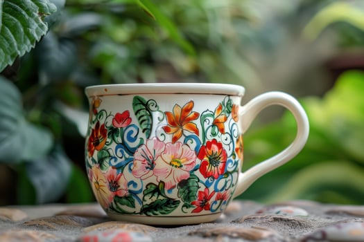 Artistic Floral Design for a Ceramic Tea Cup photo