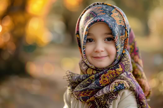 Happy Little Muslim Girl Smiling in Her Hijab photo