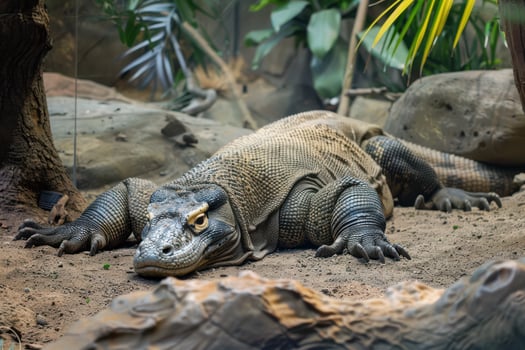 Large and Powerful Komodo Dragon, Highlighting the Dangerous and Wild Attributes of This Rare Species photo