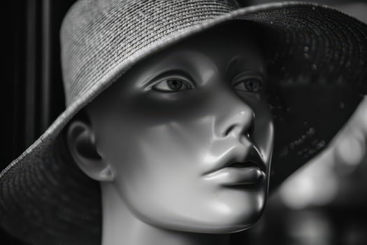 Mannequin Showcasing a Stylish Hat, Perfect for Displaying Trendy and Elegant Fashion Accessories photo