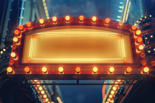Vintage Marquee Sign Blank at Night photo